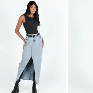 Princess Polly Batkins Maxi Skirt Light Wash Denim